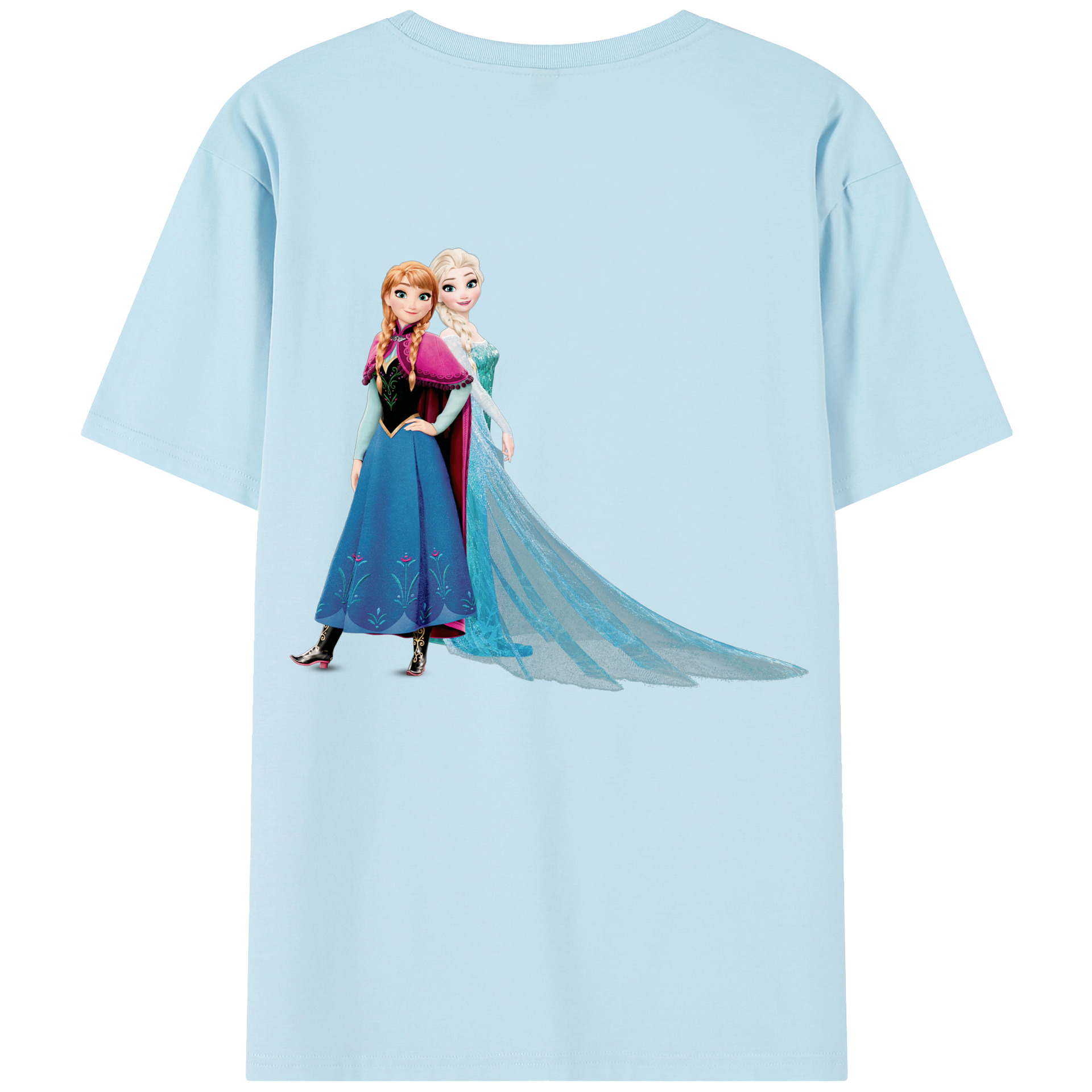 （画像用） アナと雪の女王 アンナ エルサ Frozen Anna Elsa 綿100％半袖Tシャツ（背面プリント）